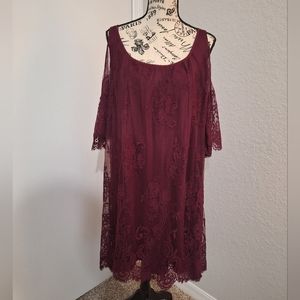 Torrid Burgundy, Cold Shoulder Dress